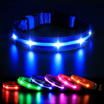 Led Dog Collar,Rechargeable Light up Dog Collars Water-Resistant Lighted Dog Collar Flashing Glowing Dog Collar Night Waking Collar for Dogs