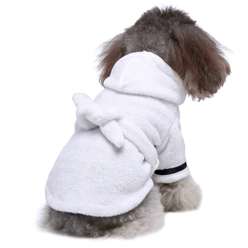 Pet Dog Towel Pajama with Hood Thickened Luxury Soft Cotton Hooded Bathrobe Quick Drying and Super Absorbent Dog Bath Towel