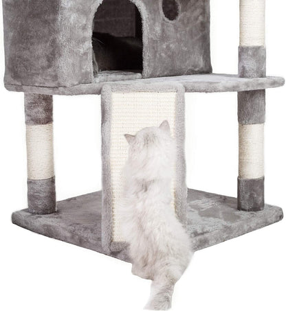 XL Size Cat Tree, Cat Tower with 3 Caves, 3 Cozy Perches, Scratching Posts, Board, Activity Center Stable for Kitten/Gig Cat